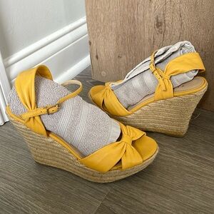 Talbots yellow platform espadrille wedge • size 6